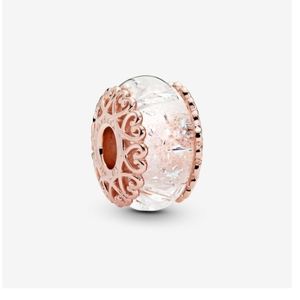 Pandora rose gold glass/white murano charm, Like New.